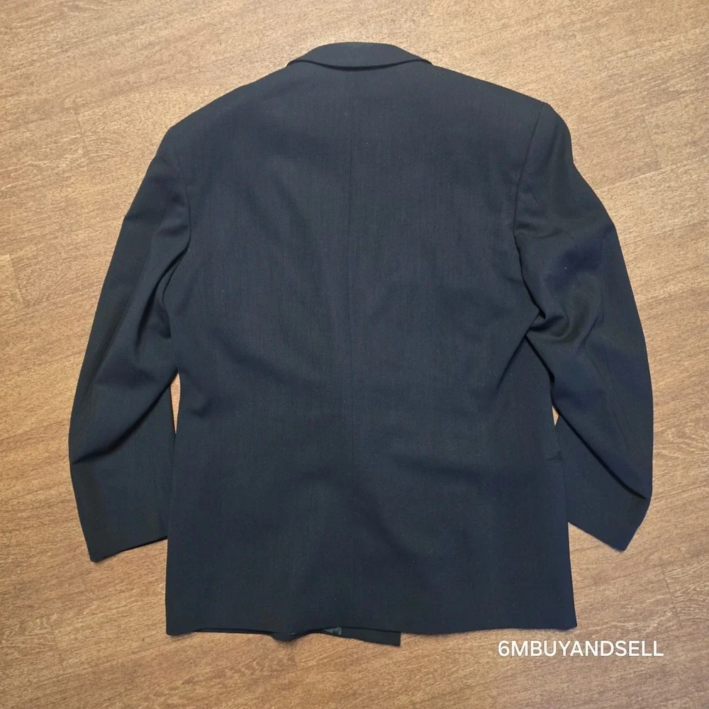 VTG Yves Saint Laurent Mens Double Breasted Blazer Black Wool Made in France M-L